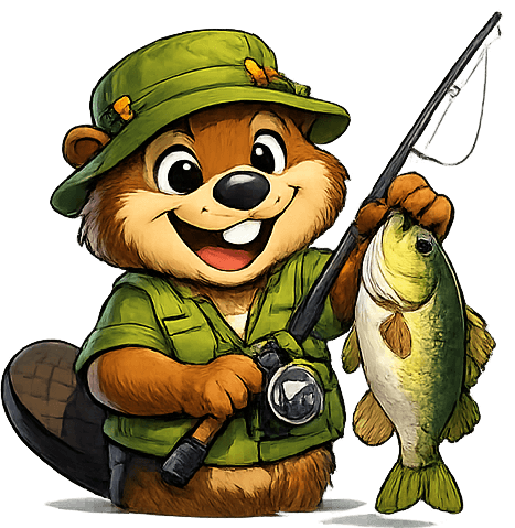 Bucky the beaver, your fishing guide